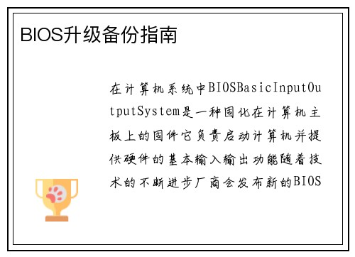 BIOS升级备份指南